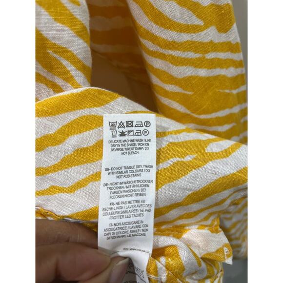 Boden Yellow Safari 100% Linen Button Down Shirt Sz 2P - Picture 5 of 8